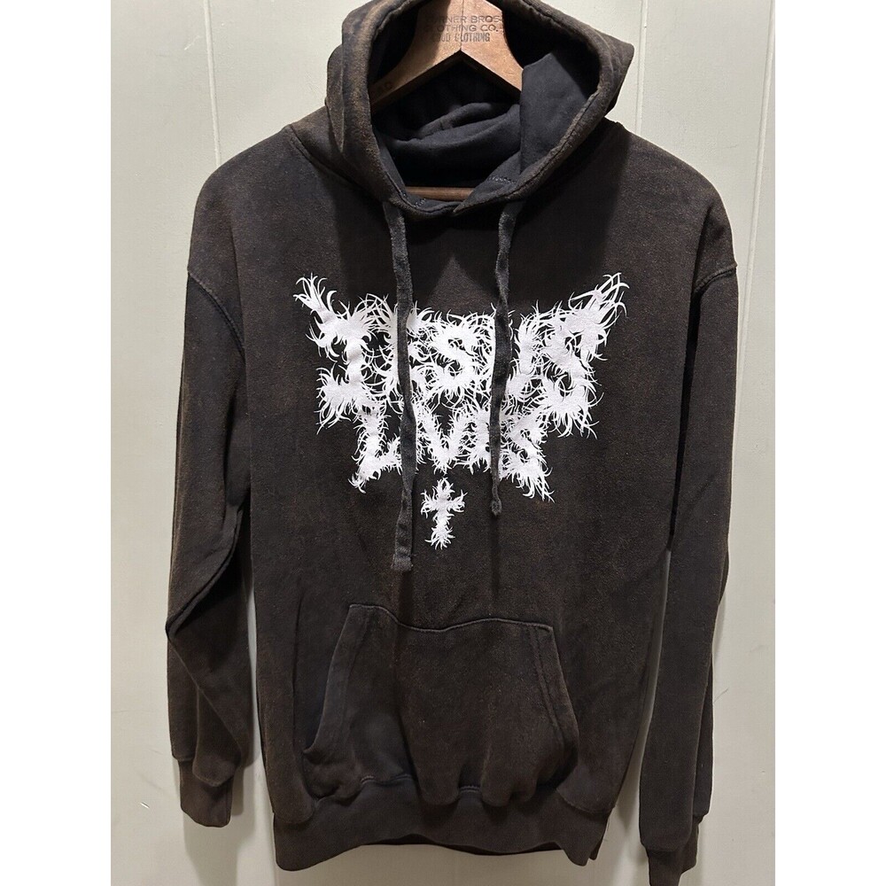 Jesus Lives Anchored L.A Bronze On Black Men’s Pullover Hoodie Size Small